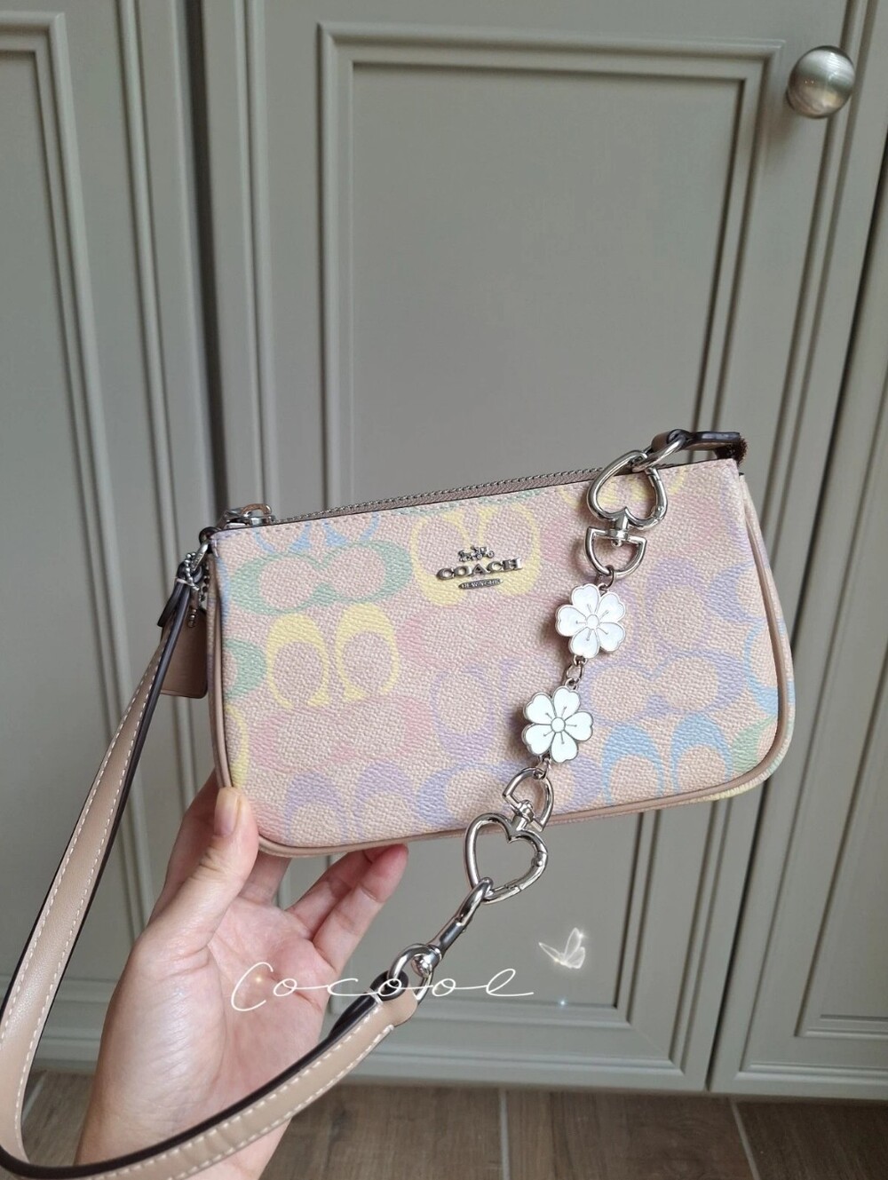 NWT Coach Nolita 19 In Rainbow Signature Canvas cdc38 Silver Sand - Picture 1 of 11